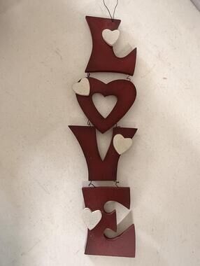 Decorative Hanging LOVE Sign with Heart Accents